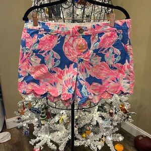 Lilly Pulitzer Pink and Blue Floral High Waist Shorts